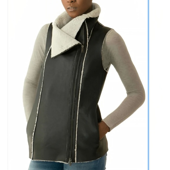 Olive & Oak Grey faux suede and shearling vest - Picture 6 of 7